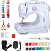 Mini Sewing Machine for Beginners, Portable Sewing Machine with 12 Stitches | Dual Speed, Foot Pedal, Easy to Thread Sew Accessories Kit for Home Quick repair, DIY Craft and Gift, Battery or Plug, Purple