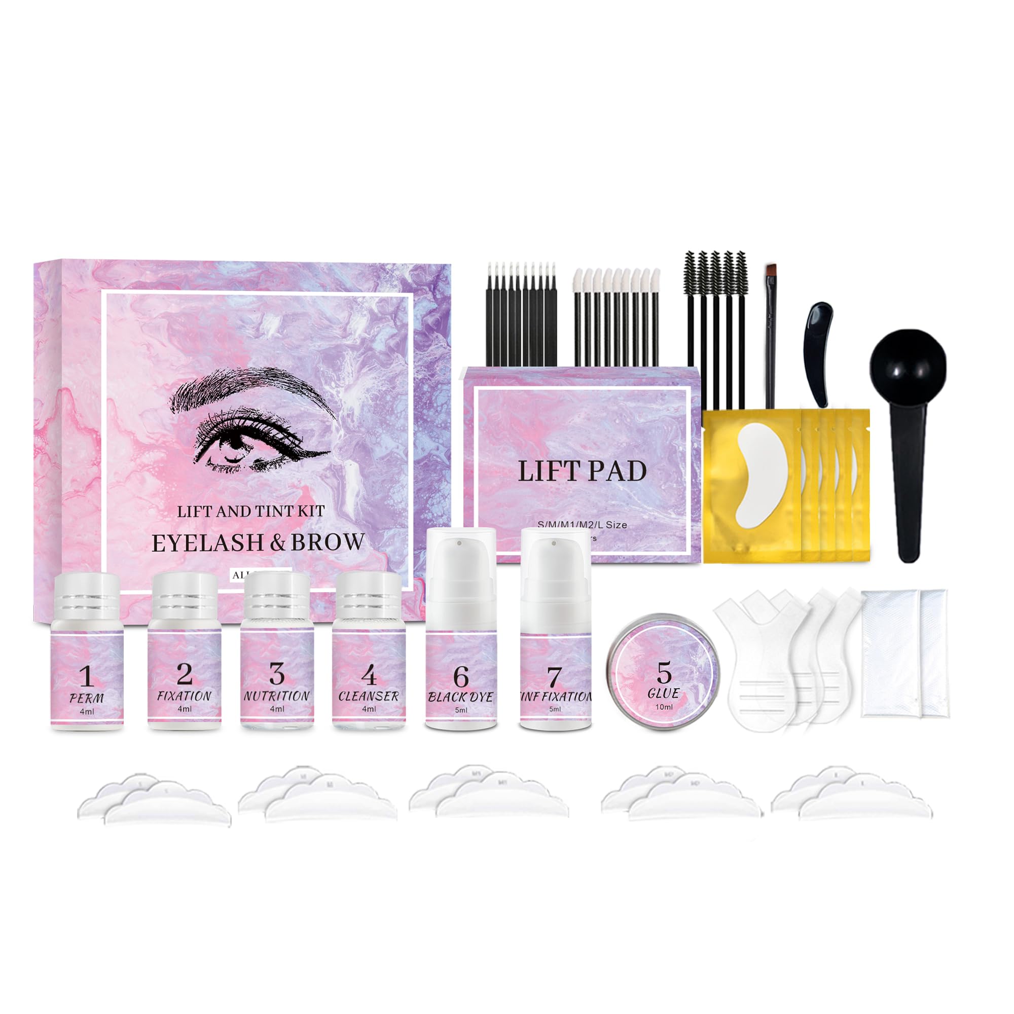 SHEEYOON Lash Lift and Tint 2 in 1 Kit for Long Lasting Fuller Thicker Shaped Brow and Curlier Waved Lash