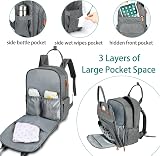 LANDICI Baby Changing Bag Backpack Grey Large Nappy Diaper Bag with Mat view 3