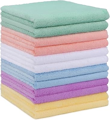 HOMEXCEL Baby Washcloths 12 Pack-Microfiber Baby Bath Face Towel 11.5 x 11.5 Inch Extra Absorbent and Soft Burp Cloth and Wash Cloths for Newborn-Infants and Toddlers-Gentle On Sensitive Skin