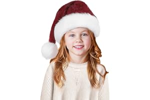 Tokforty Santa Hats for Kids, Unisex Velvet Touch Comfort Christmas Hats for New Year Festive Party Christmas Supplies