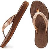 ONCAI Flip Flops For Women Yoga Mat Non-Slip Womens Flip Flops Thong Sandals Summer Beach Slippers With Arch Support Lightweight EVA Sole Brown Size 9.5