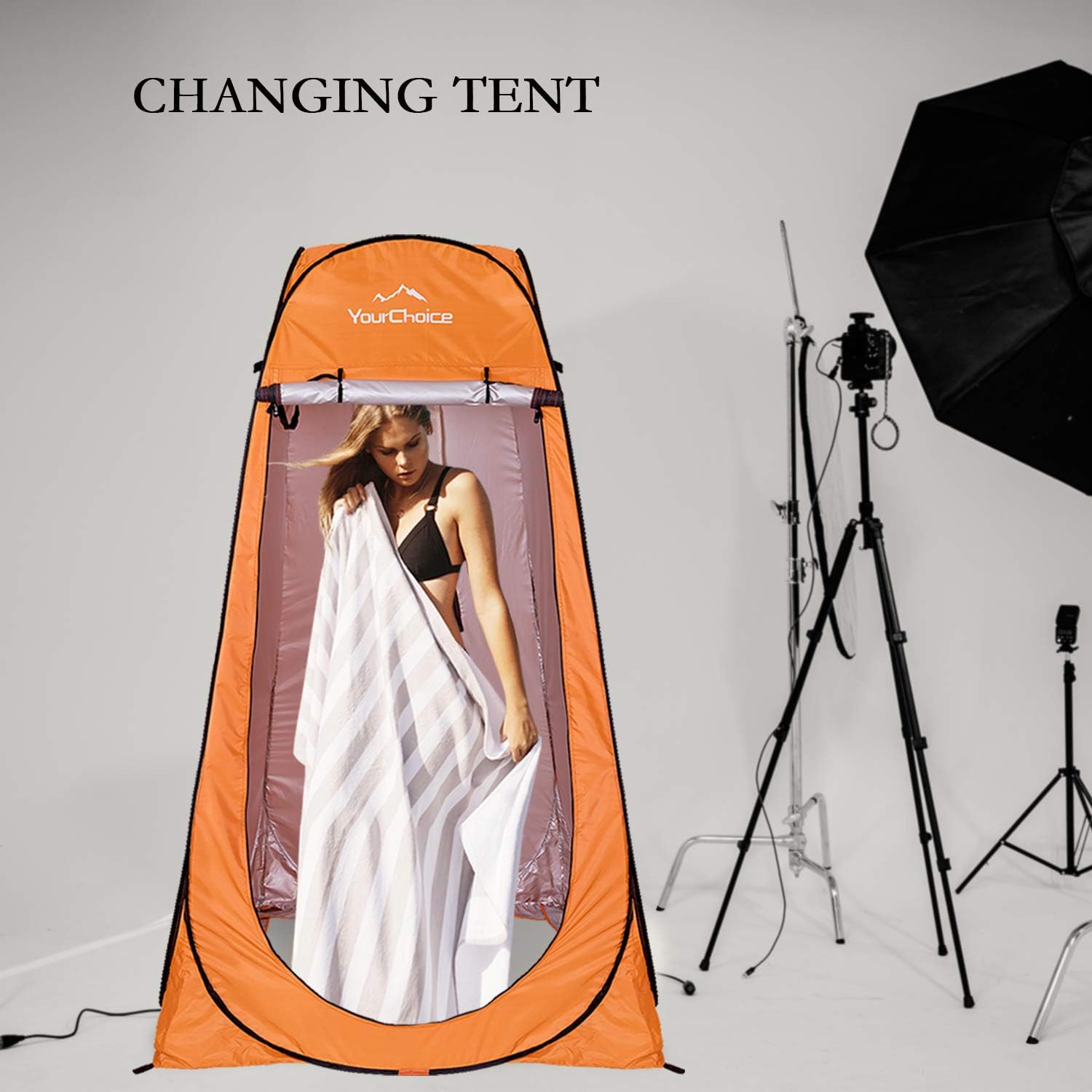 Your Choice Pop Up Camping Shower Tent, Portable Changing Room Camp Shower Toilet Privacy shelter Tents for Outdoor and Indoor, 6.2FT Tall - Color Orange: Sports & Outdoors