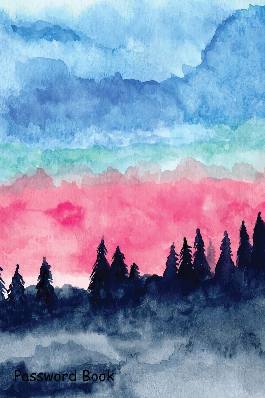 Password Book: Include Alphabetical Index With Mountain pine trees and blue sky