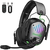 Skapendy VK81 Wireless Gaming Headset for PS5, PS4, Switch, Mac, Mobile, 2.4GHz PC Gaming Headphone with 3D Surround Sound, 20ms Latency, Noise Canceling Microphone, RGB Light, 50H Battery