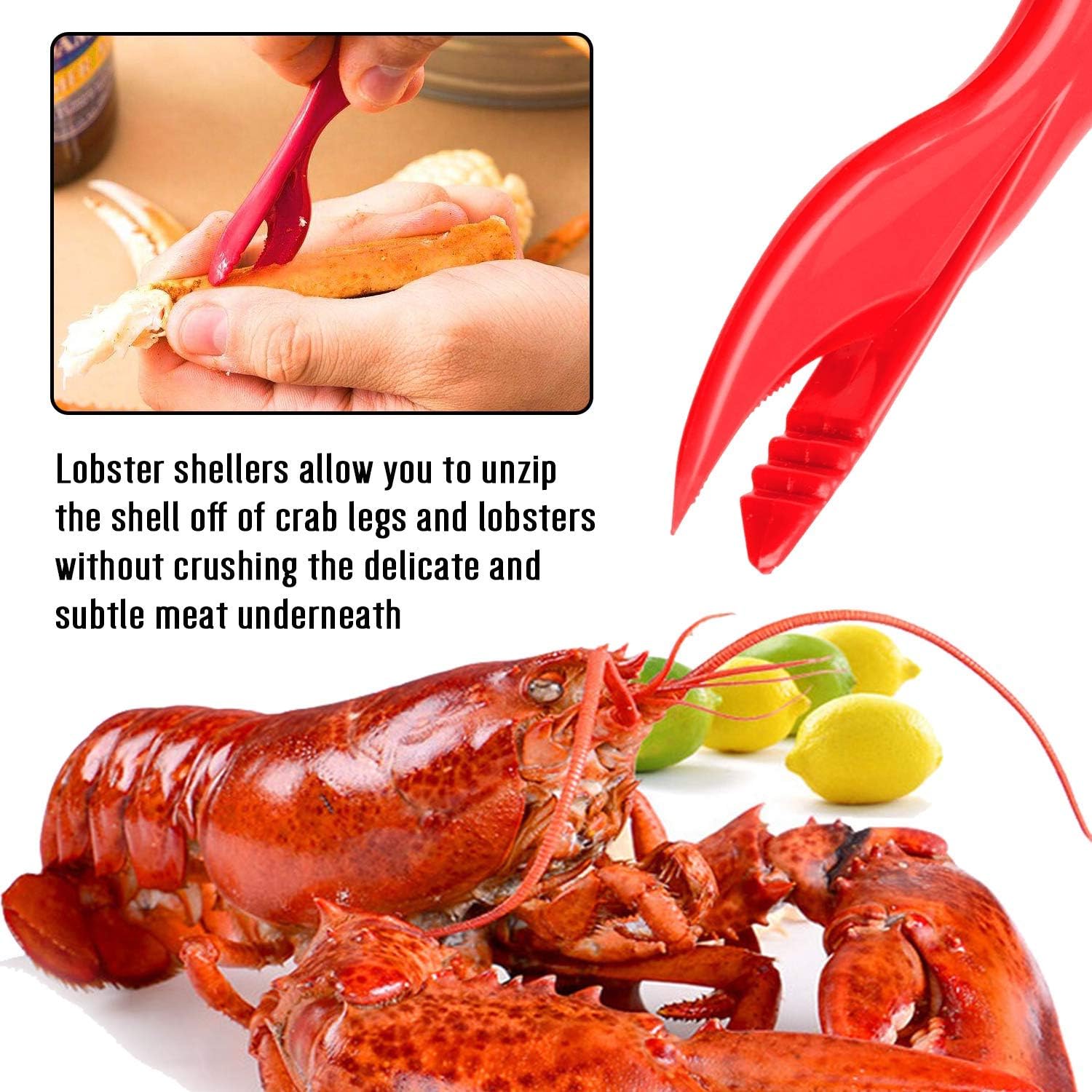 Hiware 13-piece Crab & Lobster Crackers and Tools Set Includes 4 Crab Leg Crackers, 4 Lobster Shellers, 4 Crab Forks/Picks and 1 Portable Bag - Dishwasher Safe: Kitchen & Dining