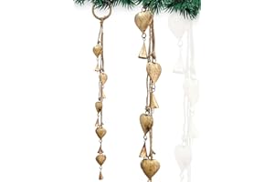 HIGHBIX Shabby Chic Hanging Bells Cluster – Rustic Handmade Metal Bell Décor for Wall, Door, Garden, or Festive Decoration (1, Heart Cone)