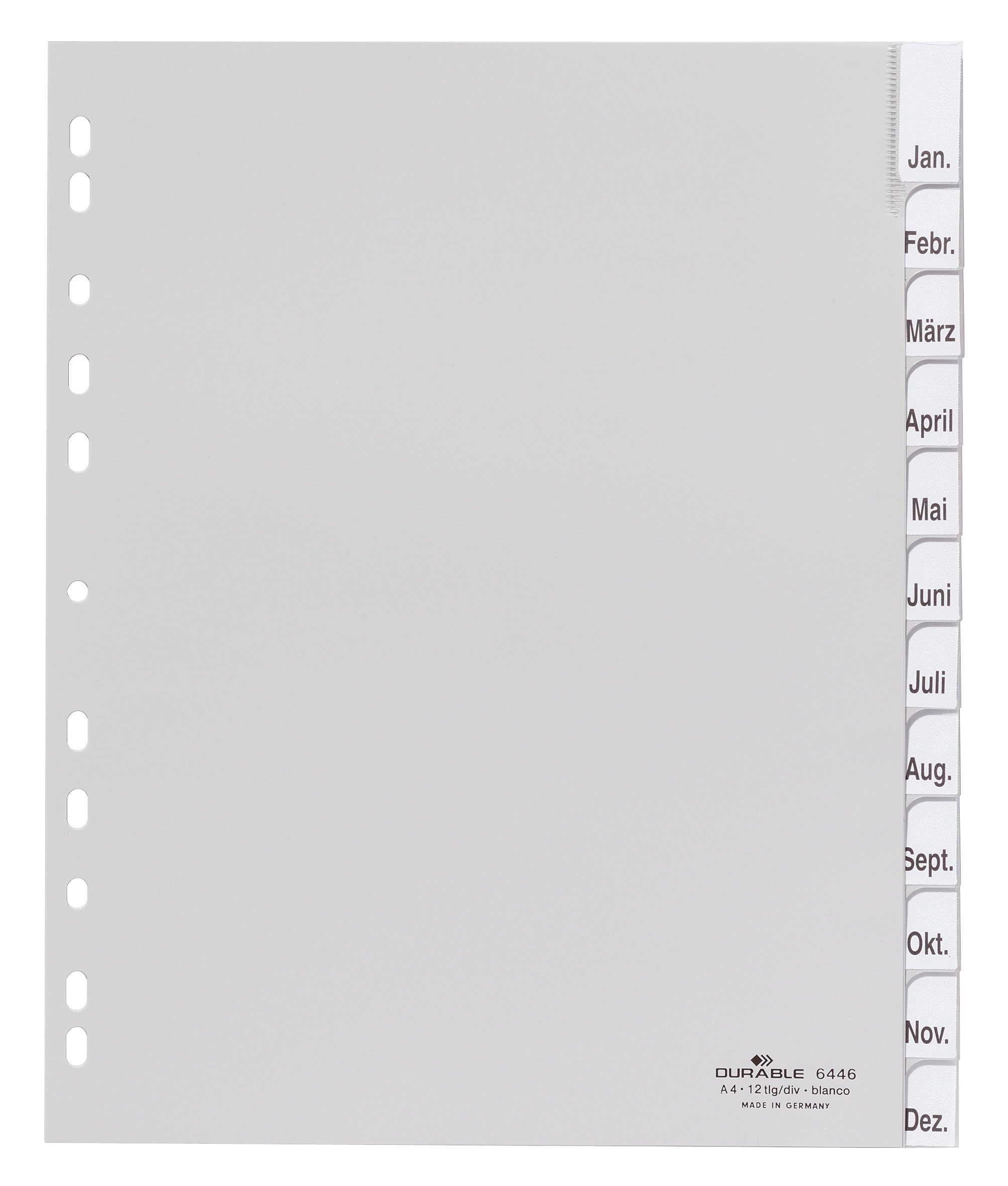 Durable 6446-10 Index Plastic Blank Pack of 12 Grey