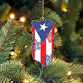 Puerto Rico Flag Christmas Ornament, Puerto Rico Symbols Ornaments For Xmas Tree, Coqui Frog, Taino Sun, Hibiscus Hanging Decorations, Boricua Acrylic Ornament, Keepsake Gifts for Puerto Rican, Family