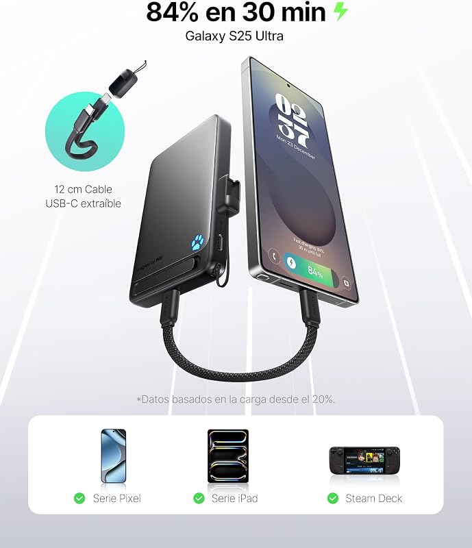 45W Power Bank, Fino 10000mAh Inalámbrico Magnético Batería Externa
