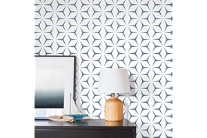 Heroad Wall Paper Peel and Stick Modern Blue Wallpaper Peel and Stick Boho Geometric Blue Contact Paper for Cabinets and Drawers Renter Friendly Self-Adhesive Removable Waterproof 17.7” x 118”