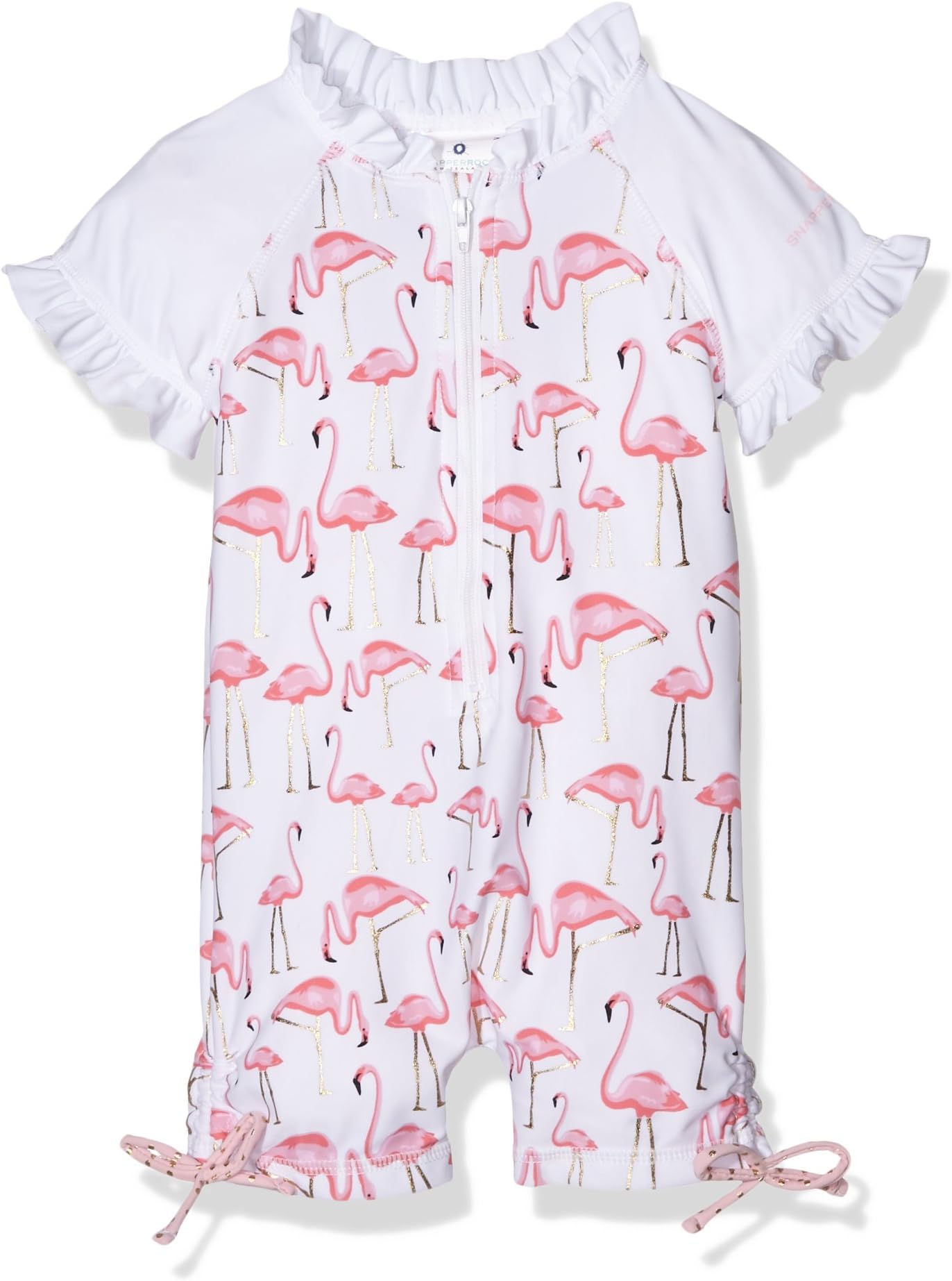 Snapper Rock Short Sleeve Baby Sun Suit Golden Flamingo