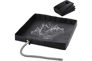 KRUI Camping Shower Base, Foldable Shower Tent Awning Base with Drain Hose to Keep Feet Clean, Portable Shower Pan for Indoor and Outdoor