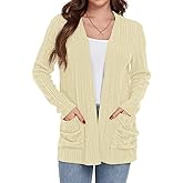 GRECERELLE Womens Long Sleeve Lightweight Open Front V-Neck Casual Cardigan Sweaters Outerwear with Pockets 2025, S-2XL
