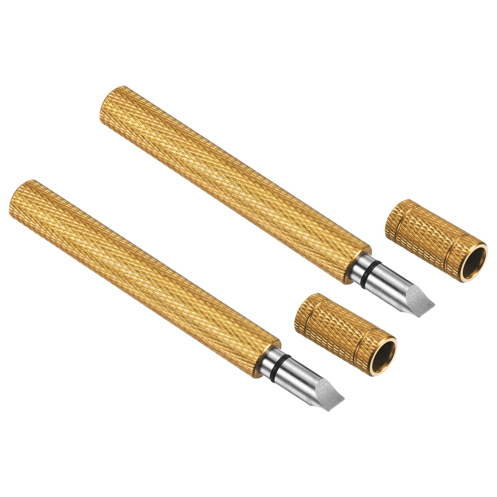 PATIKIL Golf Club Groove Sharpener, 2 Pack U V Type Square Re-Grooving Tool Golf Club Cleaning for Golf Irons Wedges Utility Clubs, Gold