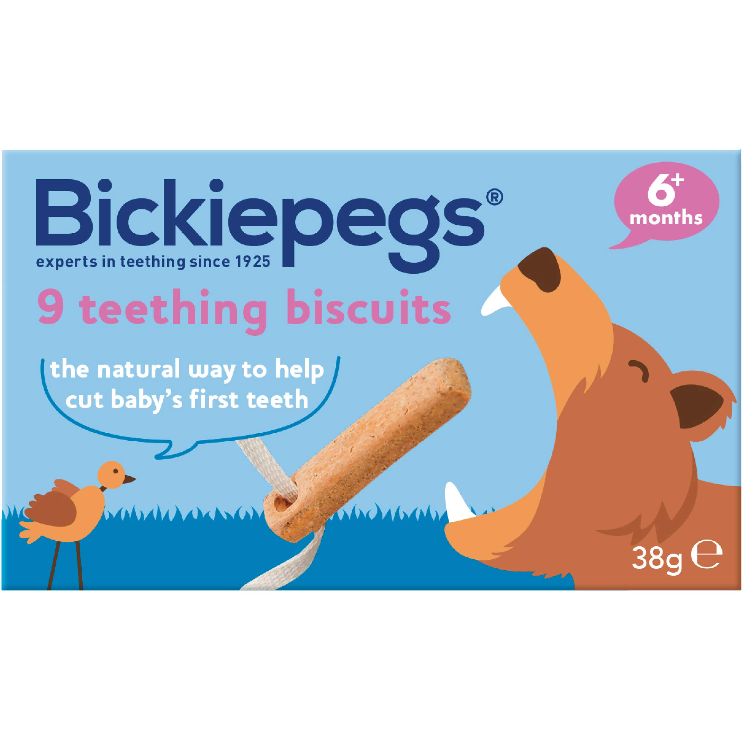 Bickiepegs Teething Biscuits 6-36 Months, 9 Biscuits, Natural Teething Remedies for Teething Relief, Dairy-Free Teething Rusks for Babies and Toddlers (12Pack) — image 1