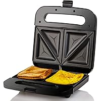 Ovente Electric Indoor Sandwich Grill Maker with Non-Stick Cast Iron Grilling Plates, 750W Countertop Bread Toaster Easy…
