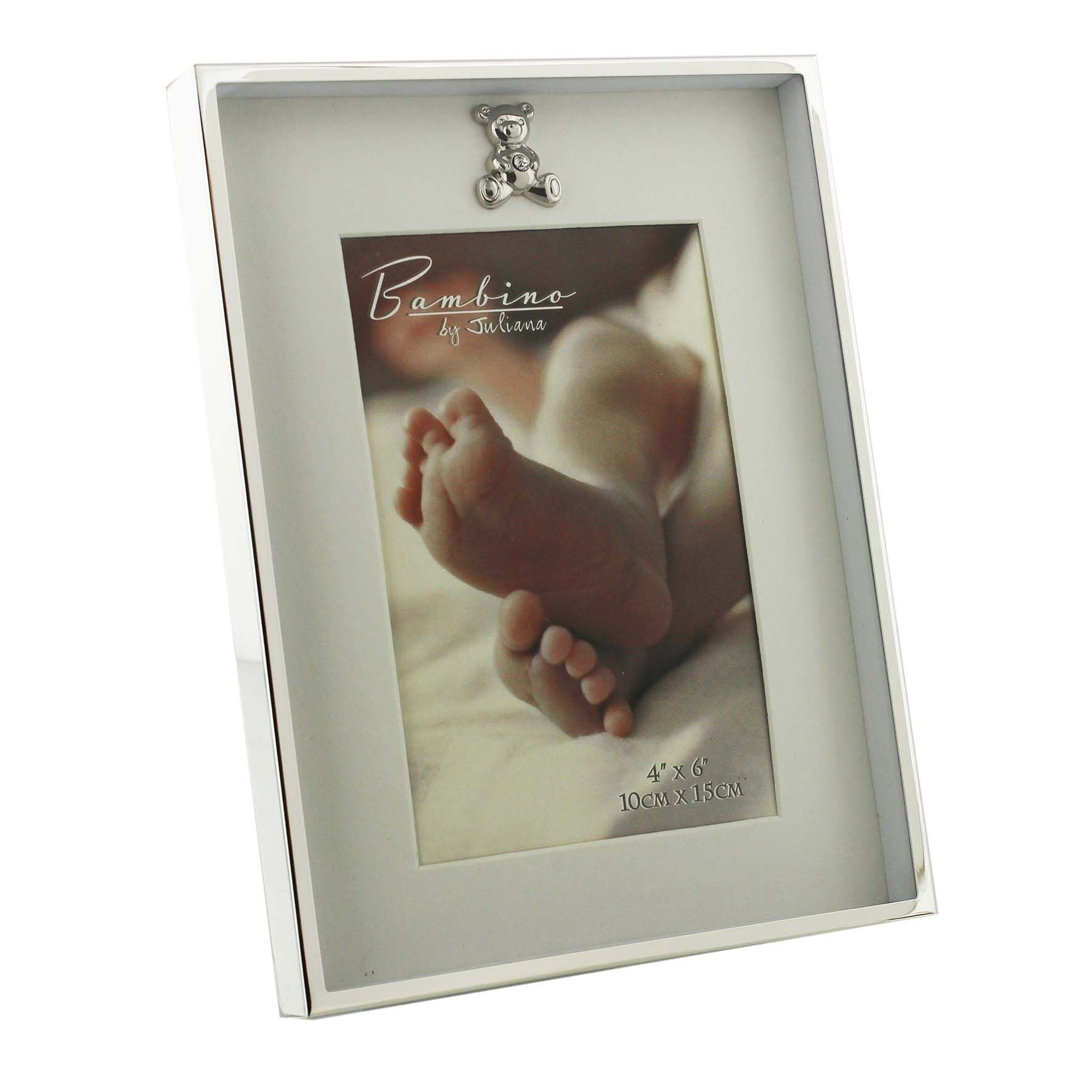 Bambino Thin Silver Plated Border Frame Teddy Icon 4" x 6"