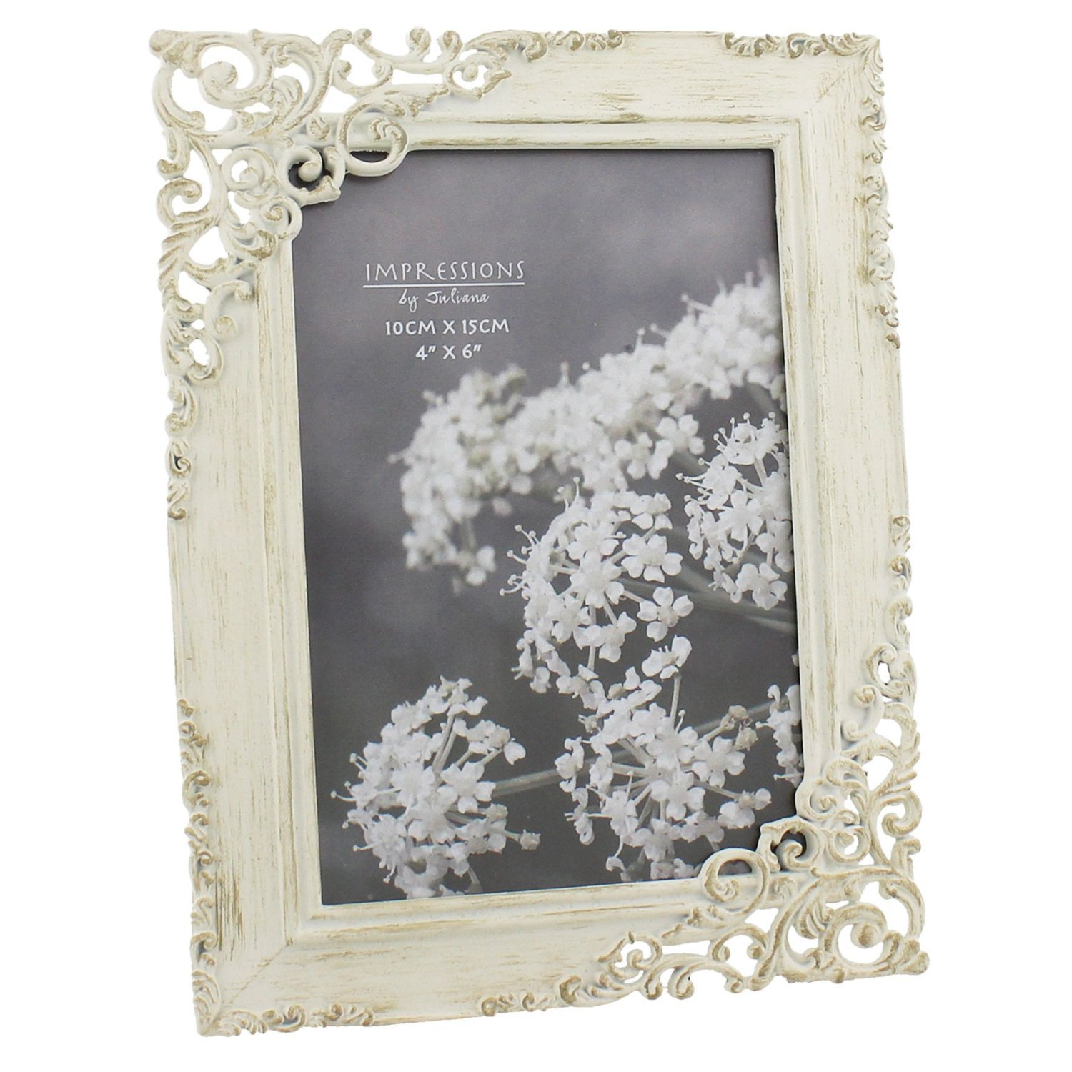 ukgiftstoreonline Vintage Style Ornate Cream Metal Photo Frame New Boxed