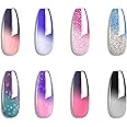 Omainy Gel Nail Polish Set -Color Changing Gel Nail Polish Set Purple Blue Pink Red Laverder Wind Red Black Color Changing Gel Polish Soak Off UV LED Thermal Temperature Art (8PC001)