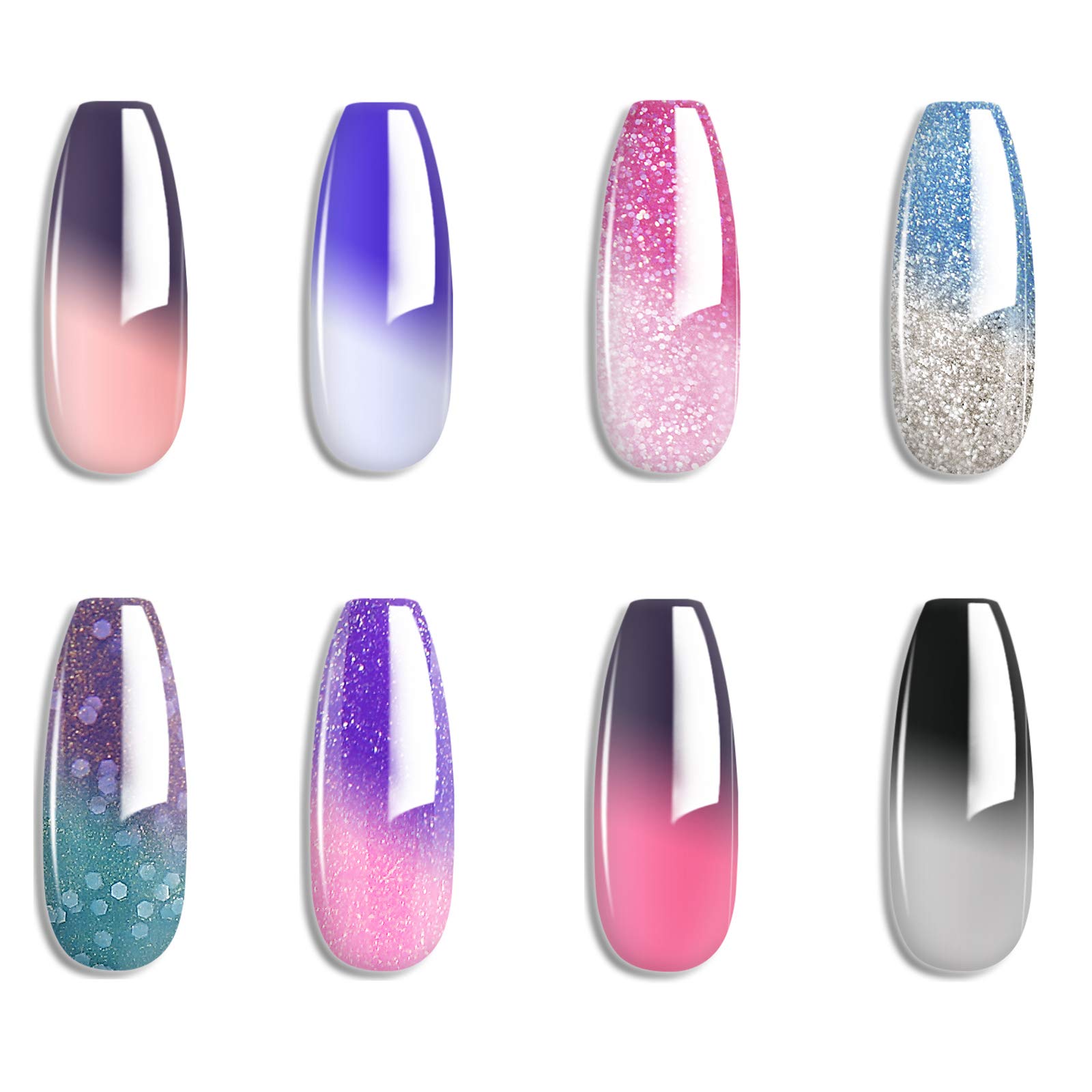 Omainy Chameleon Gel Nail Polish Kit, 8 Colour Changing UV LED Nail Varnish Set