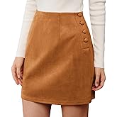 Belle Poque Women Mini Skirt Bodycon Mini Skirt Suede Skirts with Botton