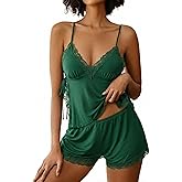 Avidlove Womens Pajama Set Lace Trim Cami Shorts Side Slit V Neck Sleeveless Lingerie Sets for Women Sexy