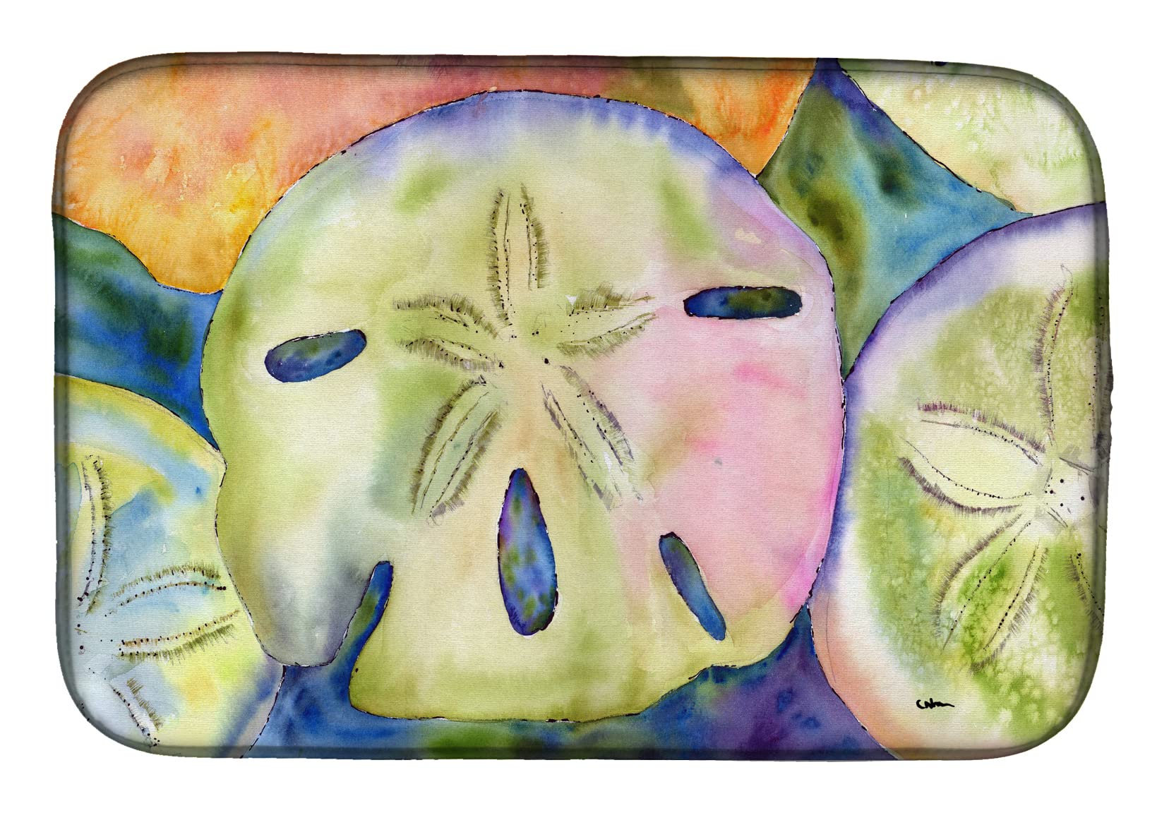 Caroline's Treasures 8545DDM Sand Dollar Dish Drying Mat, 14" x 21", Multicolor