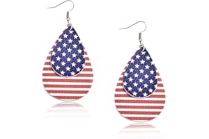 ECOZRAN 4th of July Patriotic Earrings, American Flag Earrings, Independence Day Stud Dangle Drop Earrings Hook Fashion Jewelry Gift for Women