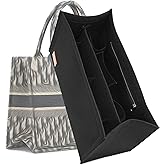 KESOIL Bag Organizer Insert,Tote Bag Insert For Book Tote Bags Large Size, Handbag Inner Organizer,Handbag Storage, Bags Felt Liner with Zipper (Black,XL)