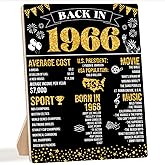 Black 60th Birthday Decorations,1966 Birthday Decorations,Back in 1966 Poster Wood Sign With Stand,60 Year Old Party Supplies for Women Men Vintage 60th Anniversary Decor for Display Holder Table