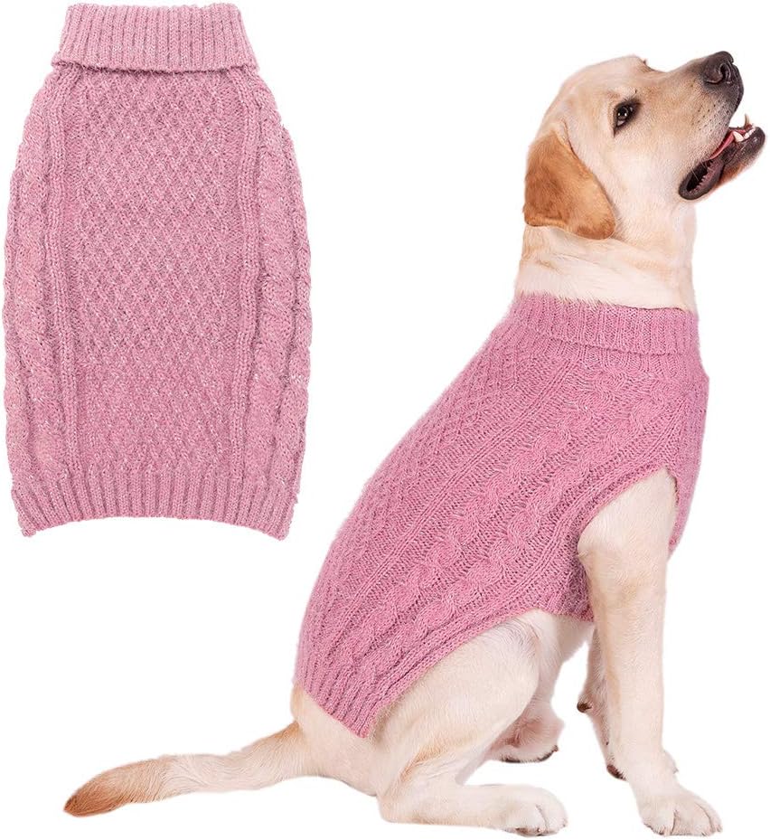 Turtleneck Small Dog Sweater - Classic Cable Knit Winter Coat Dog Cold Weather Clothes for Small Dogs Puppy