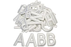 Jongdari 55pcs Iron On Letters Patches for Clothing, 1.5" Embroidery Alphabet Letterman Jacket Patche A-Z Applique for Backpack & Fabric (White)