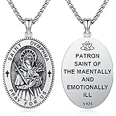 Adnix 925 Sterling Silver Patron Saint Amulet Pendant Necklace Religion Protection Jewelry for Men Women