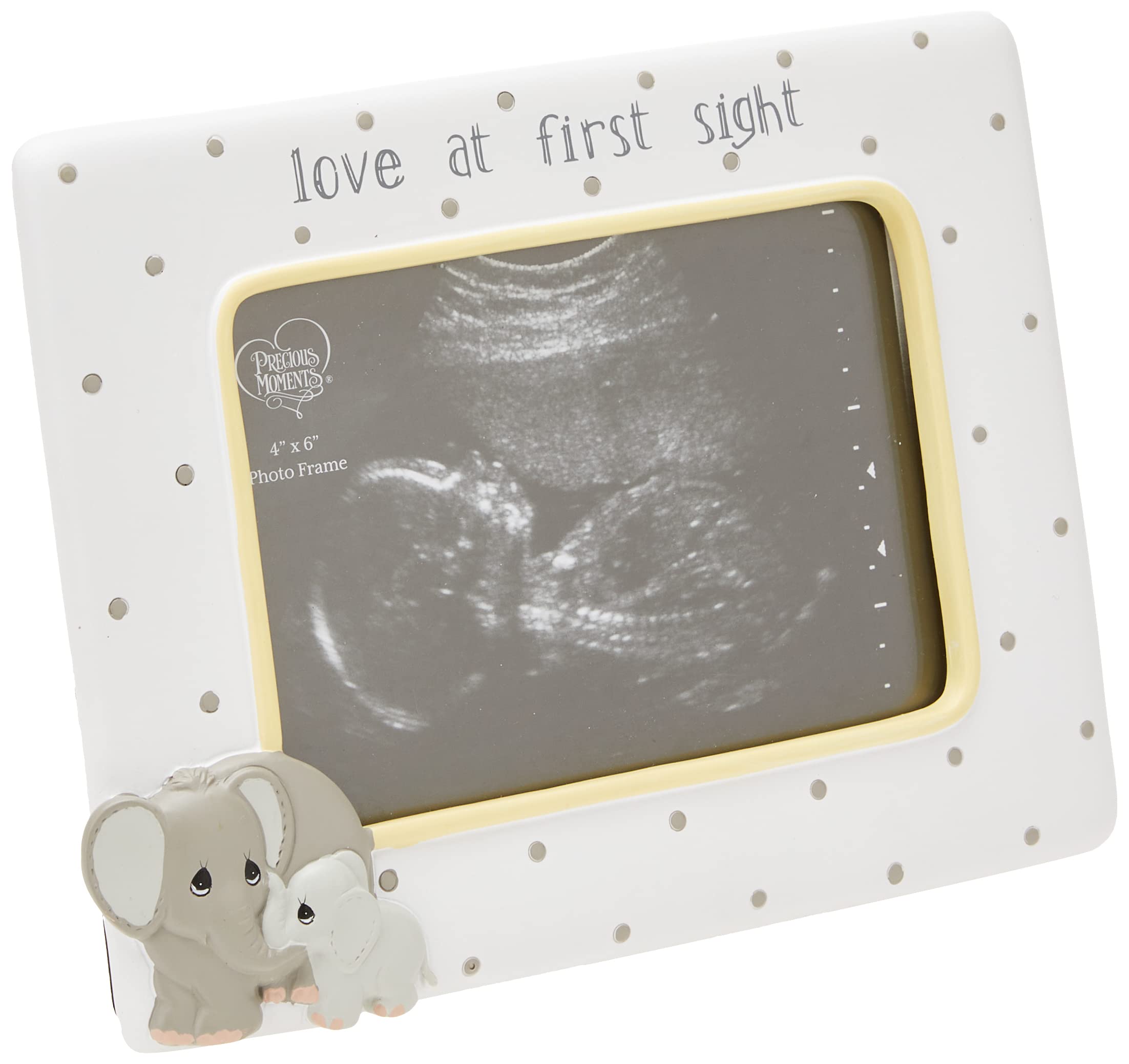 Precious Moments 183407 Elephant Love at First Sight Ultrasonic Photo Frame 10 x 15 cm Resin and Glass, One Size, Multi-Colour