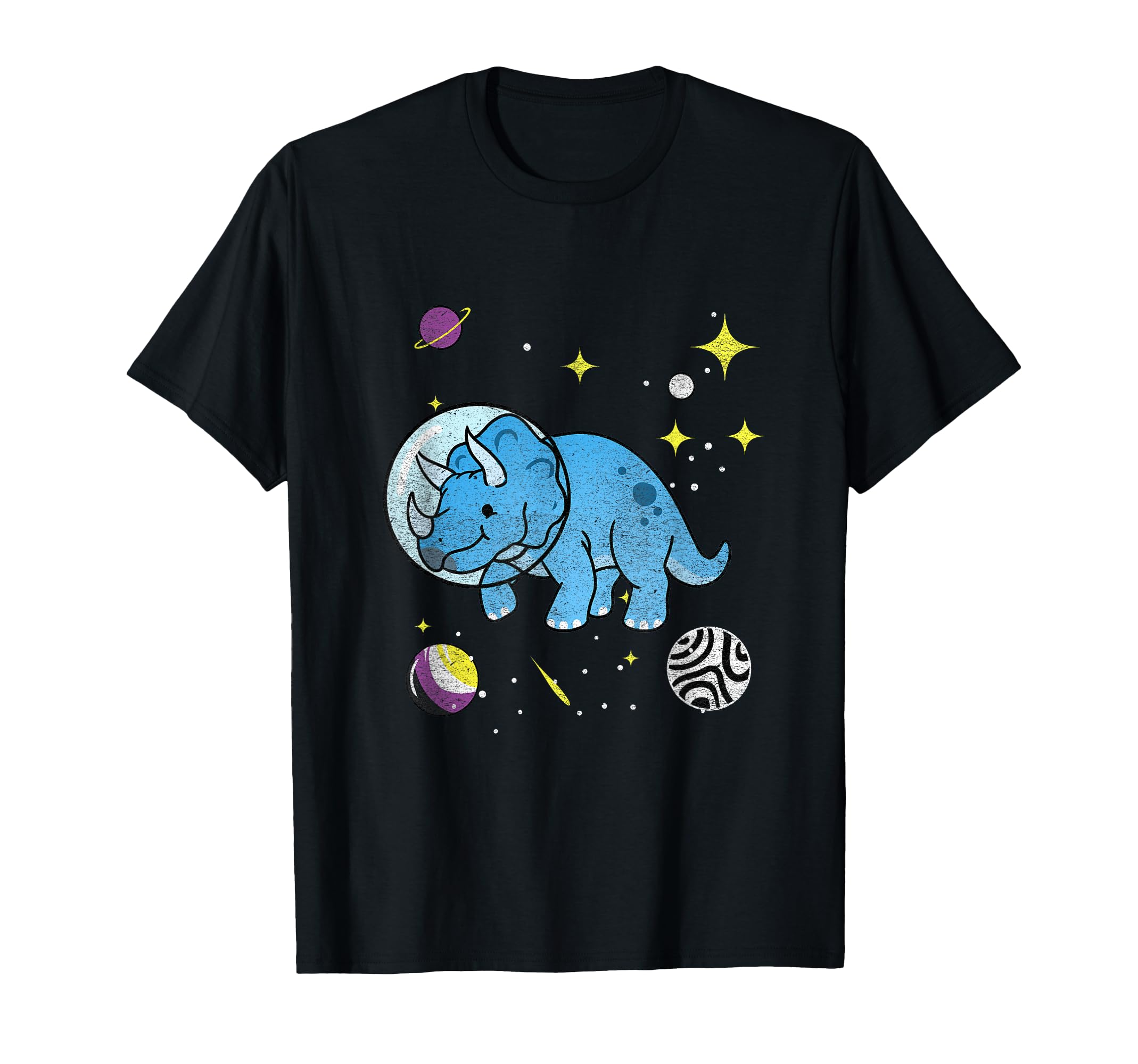 Nonbinary Triceratops In Space Vintage T-Shirt