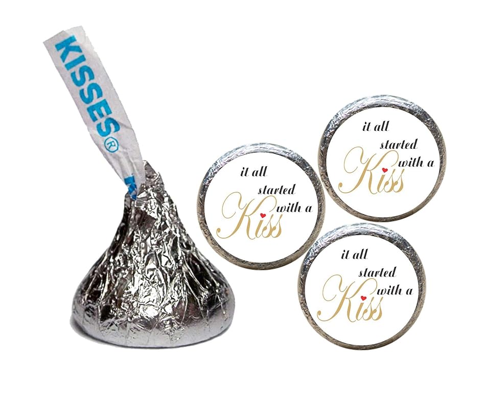 It Started with a Kiss Stickers for the Bottom of Chocolate Kisses (Set of 108)(KW32