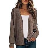 Dokotoo Womens Cardigan Wool Blend Long Sleeve Button Down Sweaters for Women Casual Hollow Out Knit Tops