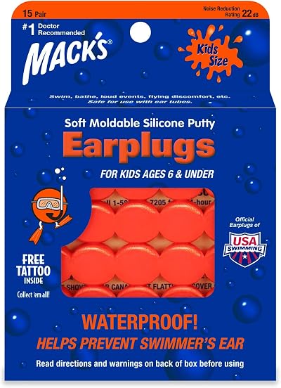 Mack's Soft Moldable Silicone Ear Plugs Kids 15 Pairs Small Size