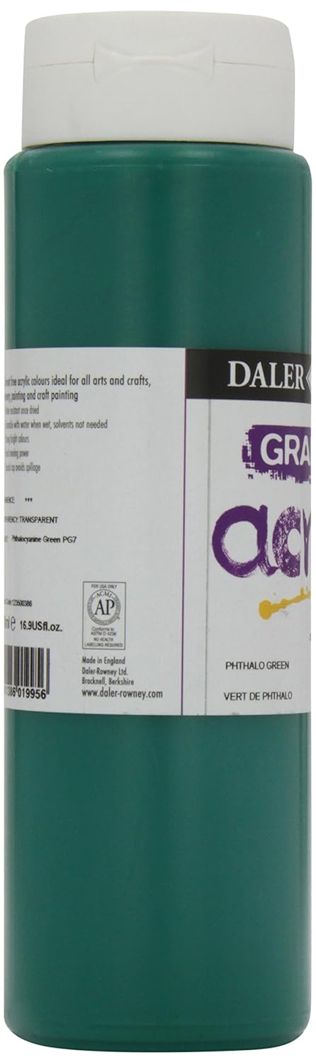 Daler-Rowney Graduate Acrylic Paint, Plastic Bottle, 16.91oz - 500 ml, Phthalo Green, 500 ml (Pack of 1) - Image 5