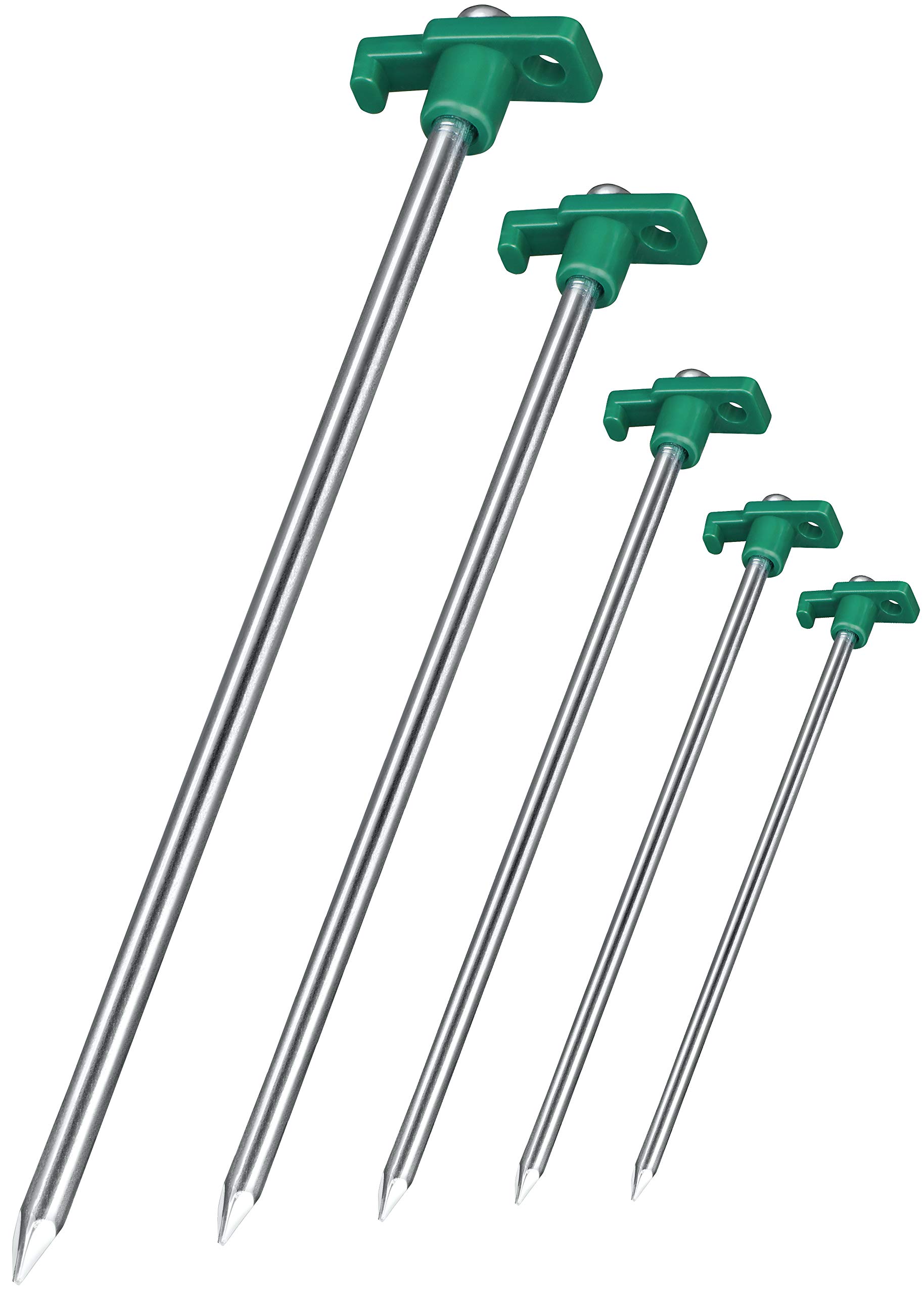 Balinco 8x anti-rust ground pegs green/silver Ø 0,7 cm, 25 cm length - ground anchors | pegs | ground nails | ground anchors made of galvanised steel for fastening & fixing in the ground (8)