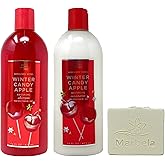 Bath & Body Works Winter Candy Apple Shampoo and Conditioner Bundle with a Natural Oats Bar Soap