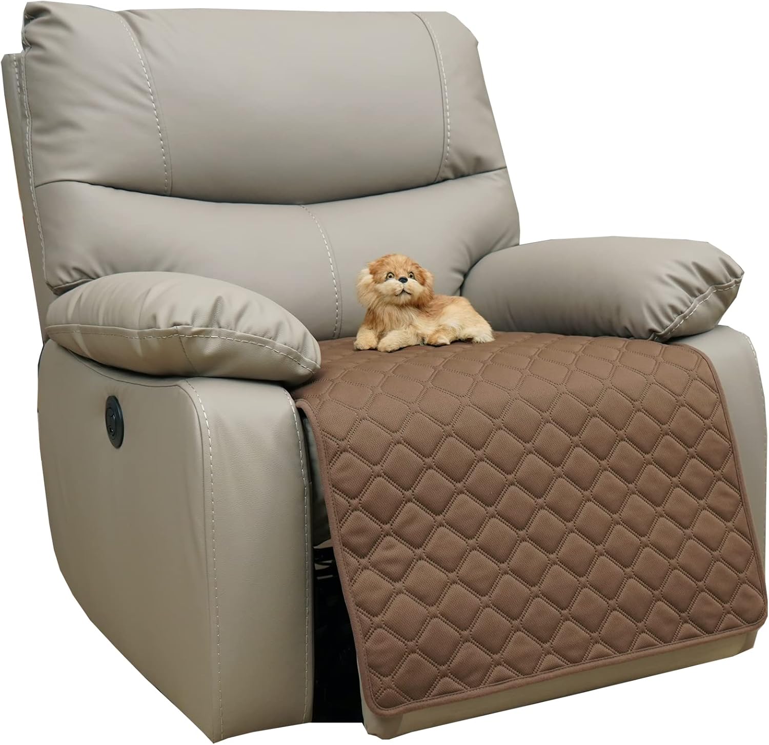 Slipcovers - Eismodra Waterproof Recliner Chair Covers for Reclining Couch Slipcovers Seat Cushion,Anti-Slip Sofa Cover for Dogs Pets Furniture Protector Washable,Brown 23 x 35 inches (Only 1 Piece)