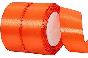 IEFOAH 1 1/2 Inch Orange Satin Ribbon,50 Yards Orange Ribbon Solid Fabric Ribbon for Gift Wrapping Floral Bouquets Wedding Home Party Decoration