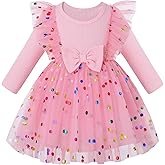DeeFant Toddler Girl Dress Long Sleeve Fall Toddler Tulle Birthday Dresses 1-8Y