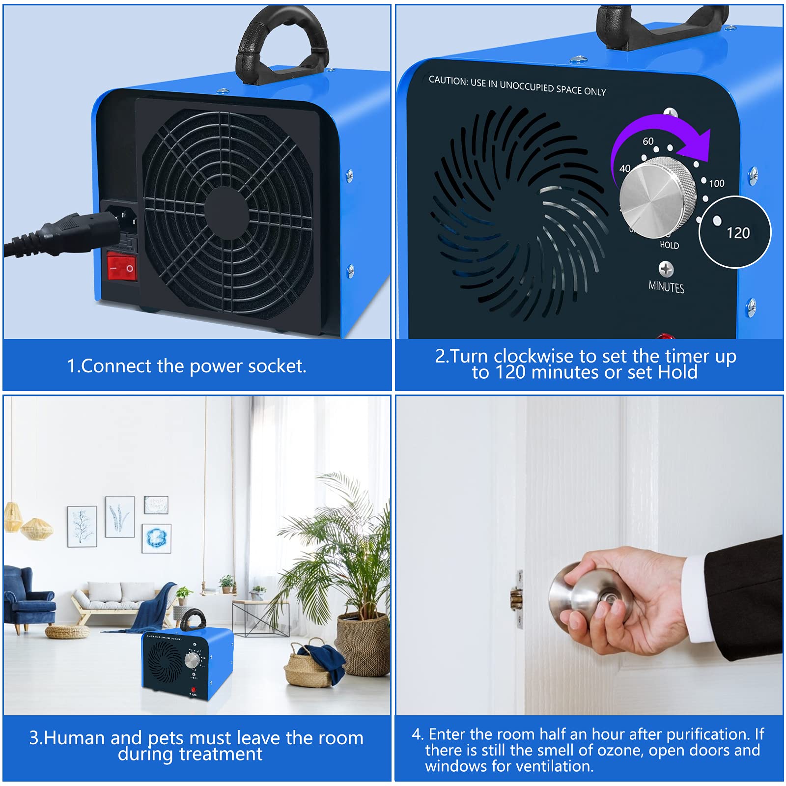 Maleb Ozone Generator 80,000mg/h - Ozone Machine Odor Removal Odor Eliminator Ionizer Deodorizer Ozonator Ozone Generator Air Purifier for Home/Car/Smoke/Pet Odor