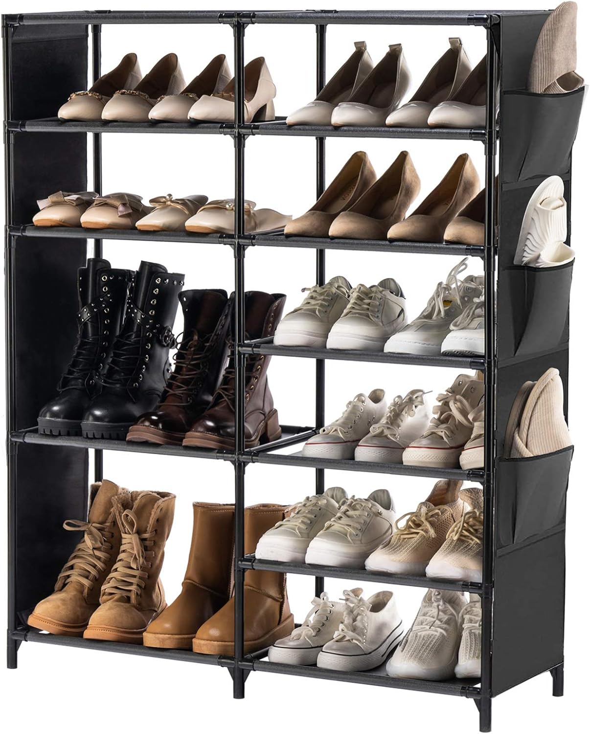 6 tier bamboo shoe rack on Amazon Com Youdenova Boot Shoe Rack Storage For Closet 7 Tier Shoe Rack Organizer Non Woven Fabric Large Shoe Shelf For 24 30 Pairs Black Home Improvement