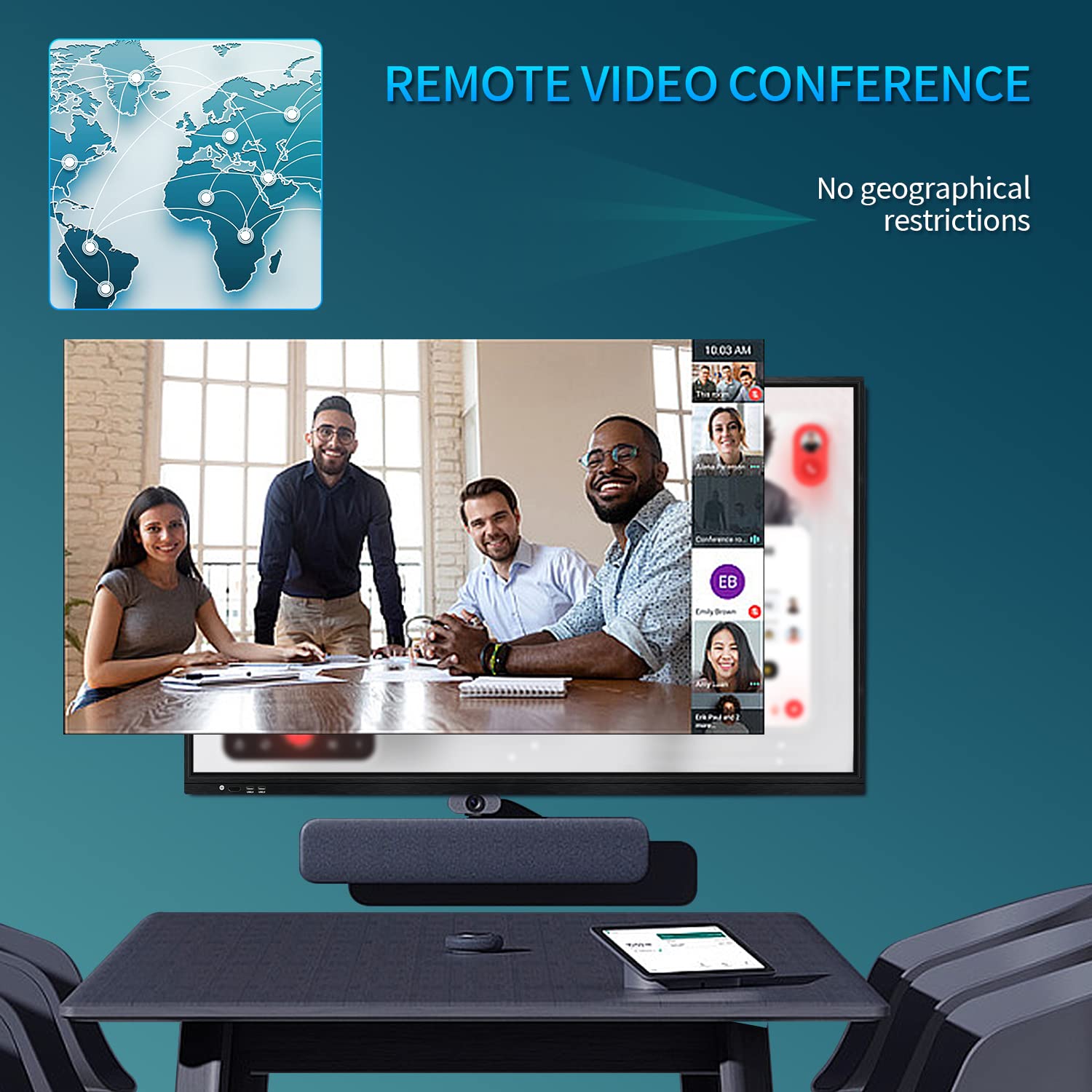 JYXOIHUB 55 Inch Interactive Whiteboard, Smart Board for Classroom & Conference, 4K HD Touch Screen, Android & Windows OS, White