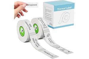 ODOLPIN P21 Thermal Label Maker Tape Compatible with Nelko P21 Printer -14x40mm (0.55"x1.57"), 2/Roll, 180 Labels/Roll, Transparent, Also Replace for NADAIIN N12, ORGBRO X1, ORGSTA S001,POLONO P31S