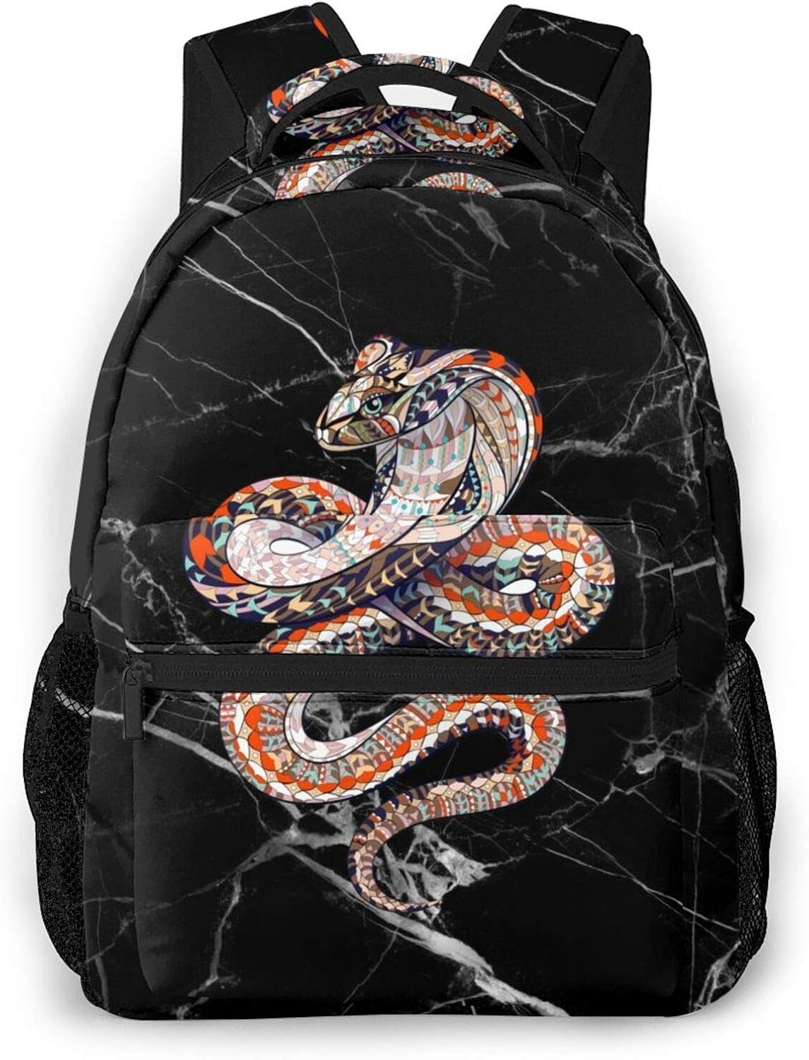Black Backpack Ethnic Snake Waterproof Daypacks Gym Backpacks for Kids